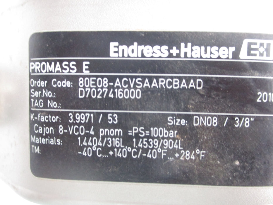 ENDRESS+HAUSER PROMASS E 80E08-ACVSAARCBAAD UNMP