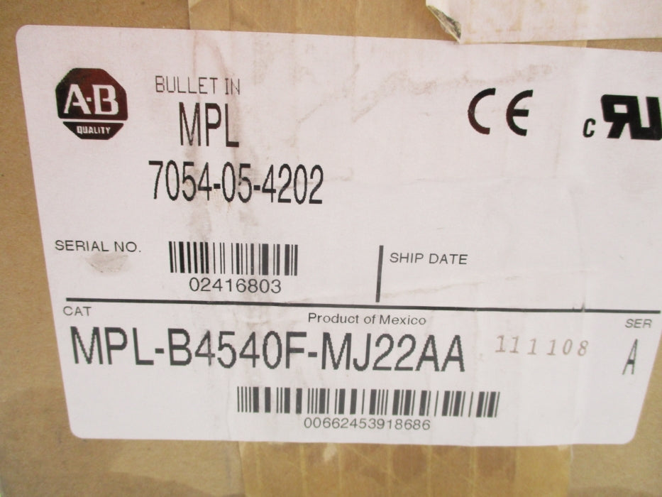 INDUSTRIAL SPARE PART MPL-B4540F-MJ22AA SER. A NSMP