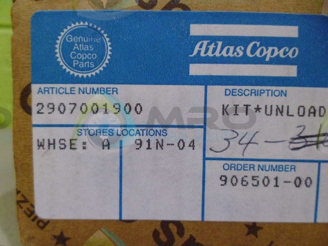 ATLAS 2907001900 UNLOADING VALVE *FACTORY SEALED*