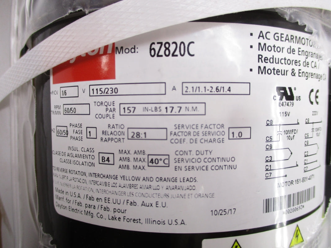 DAYTON 6Z820C 230V 1.4A NSMP