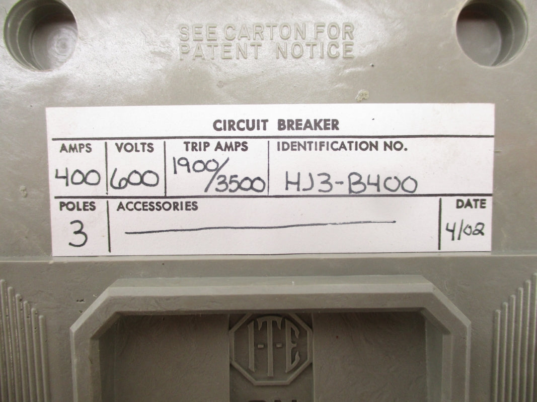 ITE HJ3-B400 600V 400A REMAN