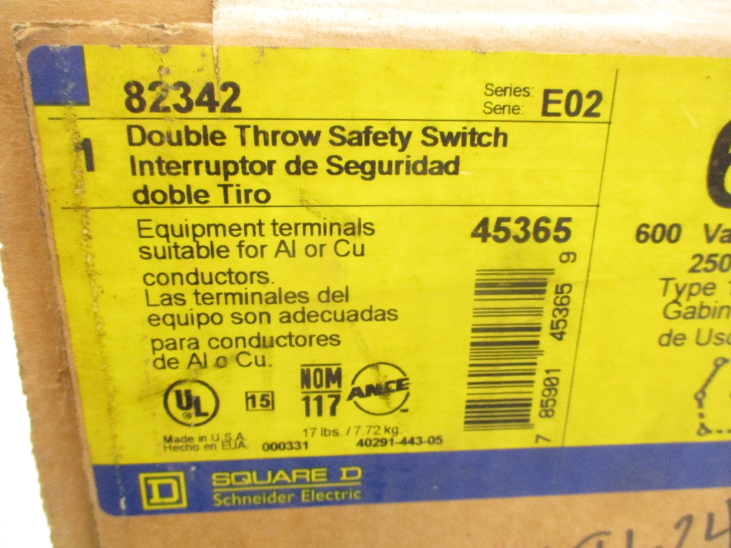 SQUARE D 82342 SER. E2 600V 60A NSFS