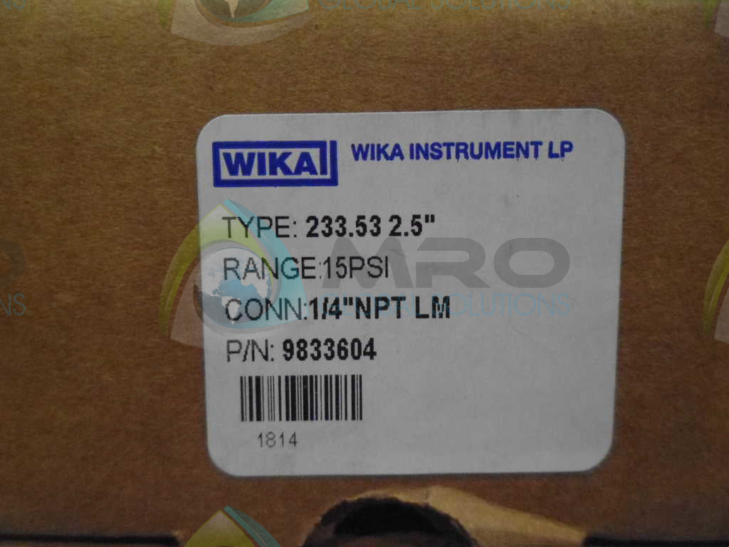 WIKA 9833604 2.5" GAUGE *NEW IN BOX*