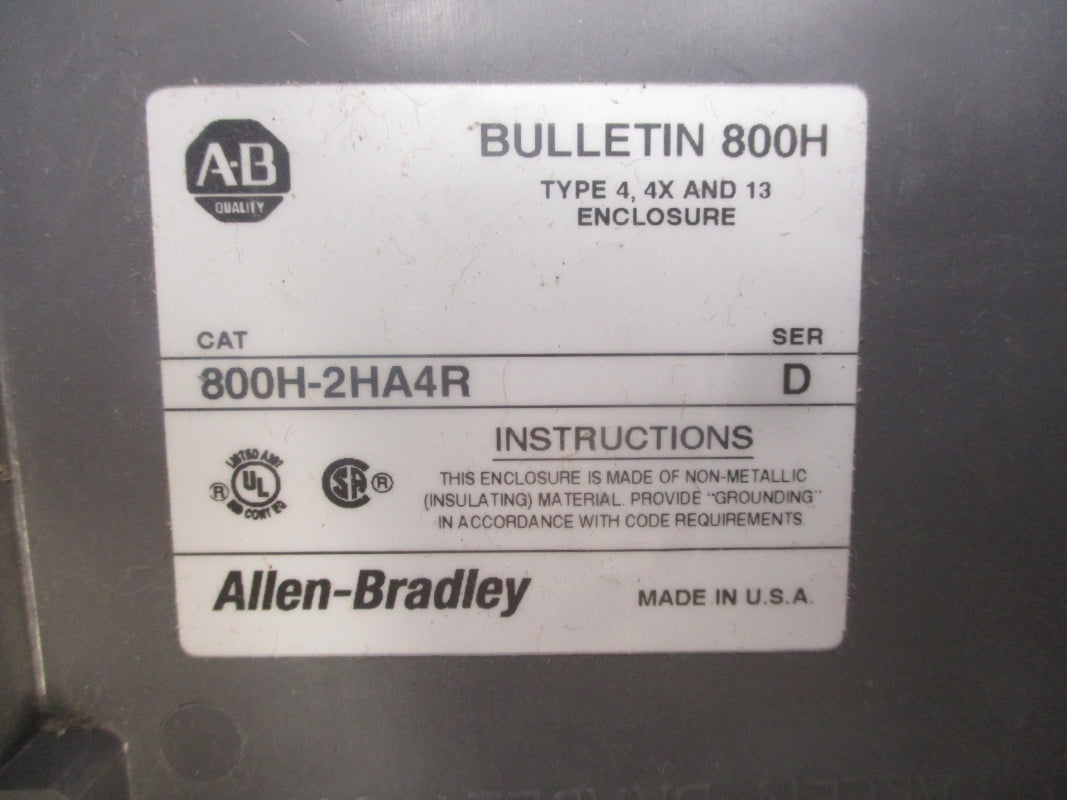 ALLEN BRADLEY 800H-2HA4R SER. D (BR/WH) NSMP