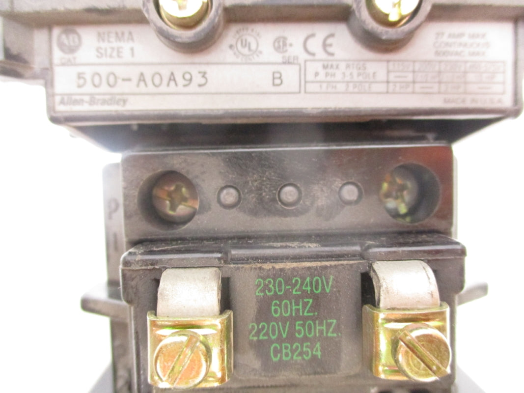 ALLEN BRADLEY 500-AOA93 SER. B 240V (BR/WH) NSMP