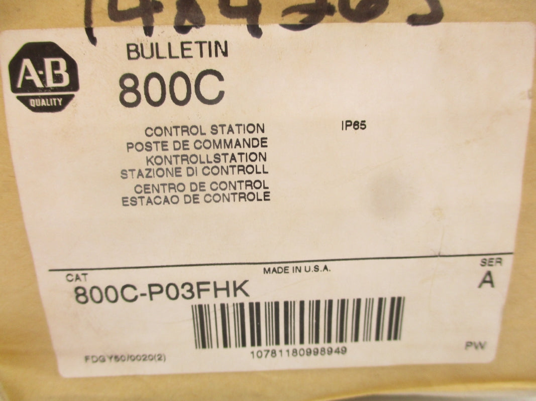 ALLEN BRADLEY 800C-P03FHK SER. A (WH) NSMP