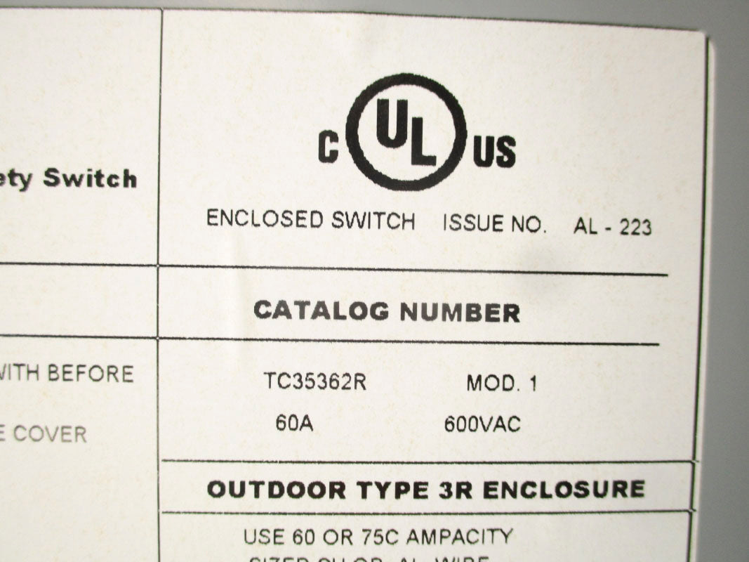 GENERAL ELECTRIC TC35362R 600V 60A NSMP
