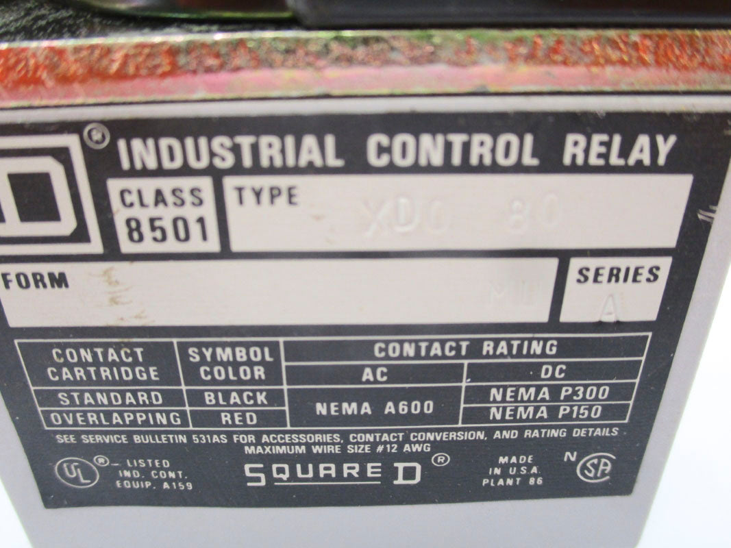 SQUARE D 8501XDO80 SER. A 24VDC NSNP