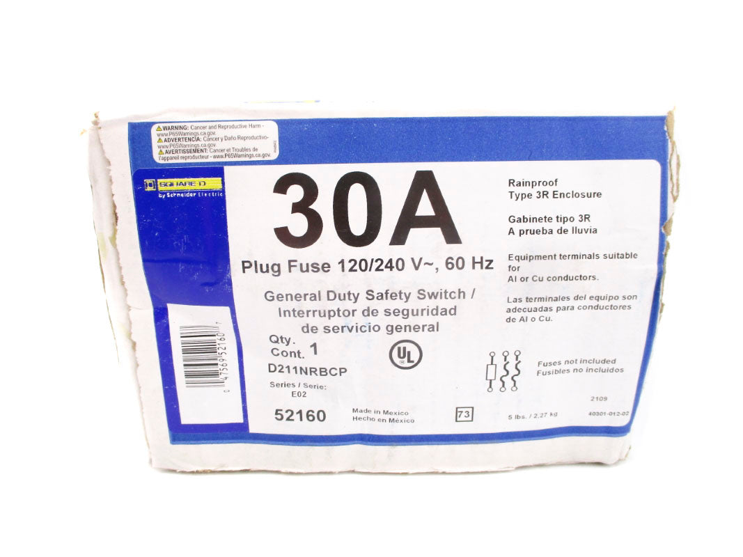 SQUARE D D211NRBCP SER. E02 240V 30A NSFS