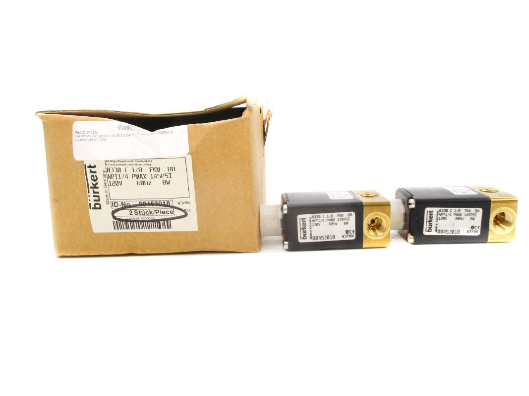 BURKERT 0330C1/8FKMBR 00453018 120V 145PSI (PKG OF 2) NSMP