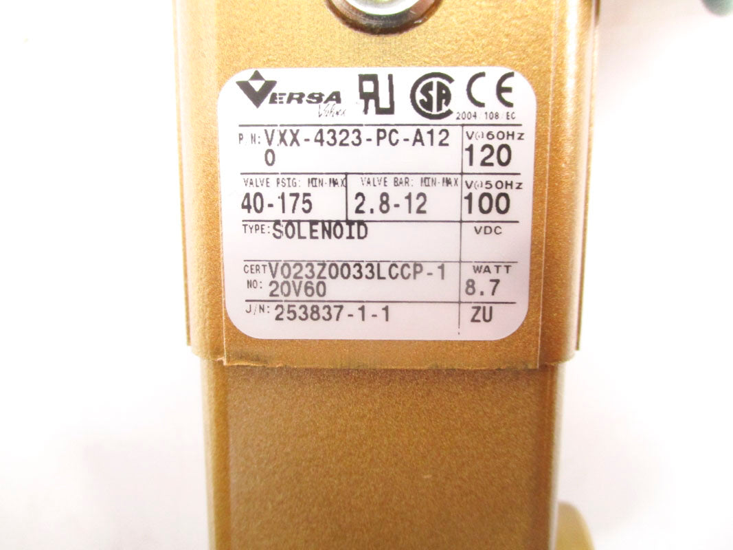 VERSA VALVES VXX-4323-PC-A120 120V 40-175PSI NSMP
