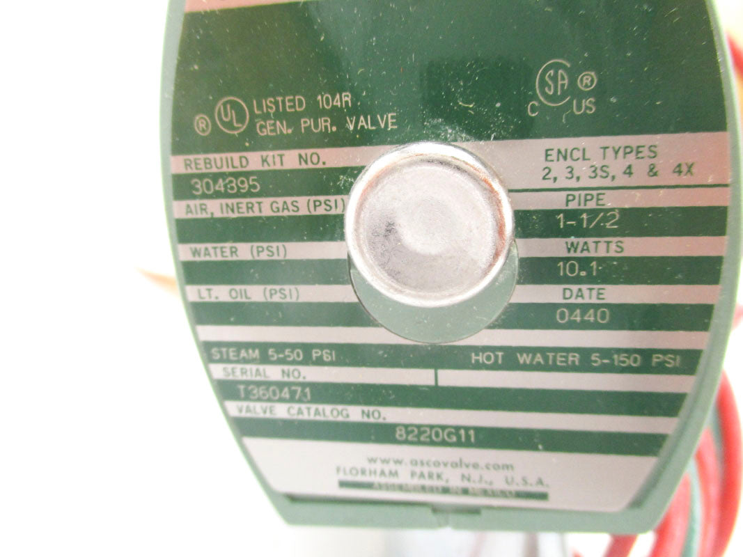 ASCO 8220G11 120V 150PSI 1 1/2" NSMP