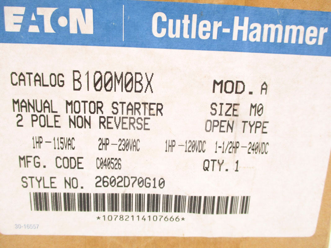 CUTLER HAMMER B100M0BX 230VAC NSFS