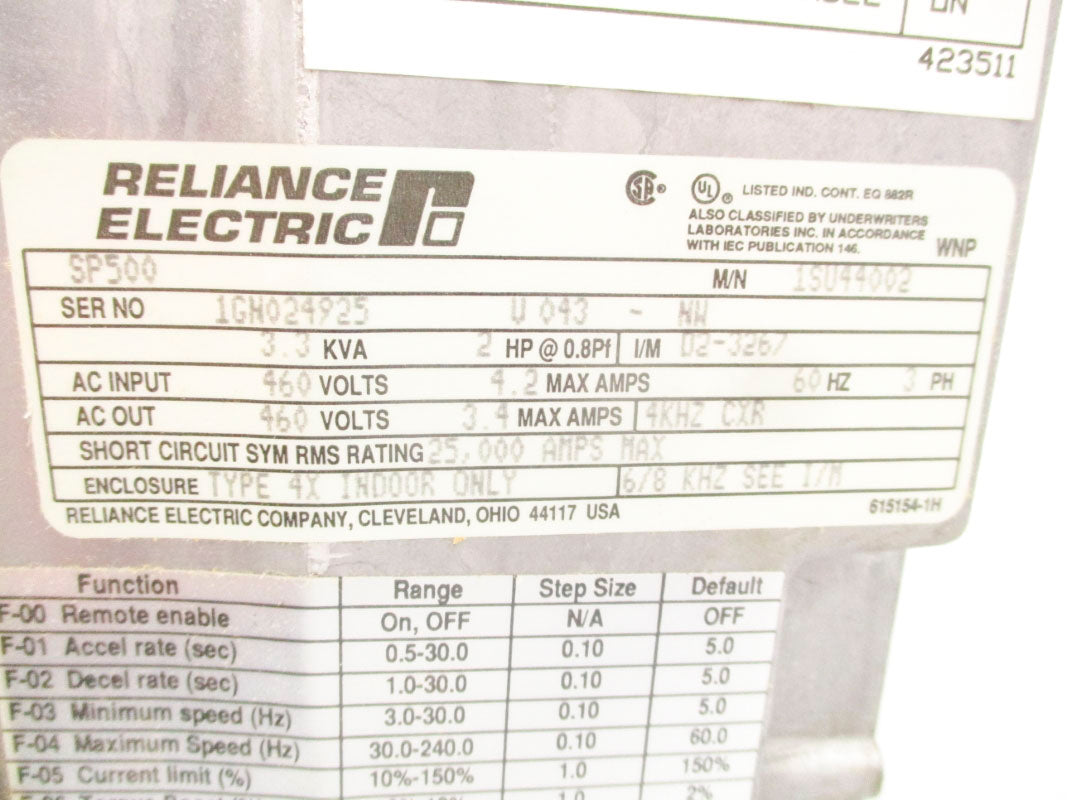 RELIANCE ELECTRIC 1SU44002 SP500 460V 4.2A NSMP
