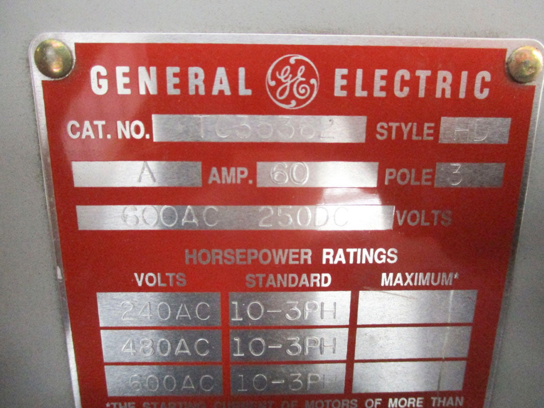GENERAL ELECTRIC TC35362 600VAC 60A NSNP