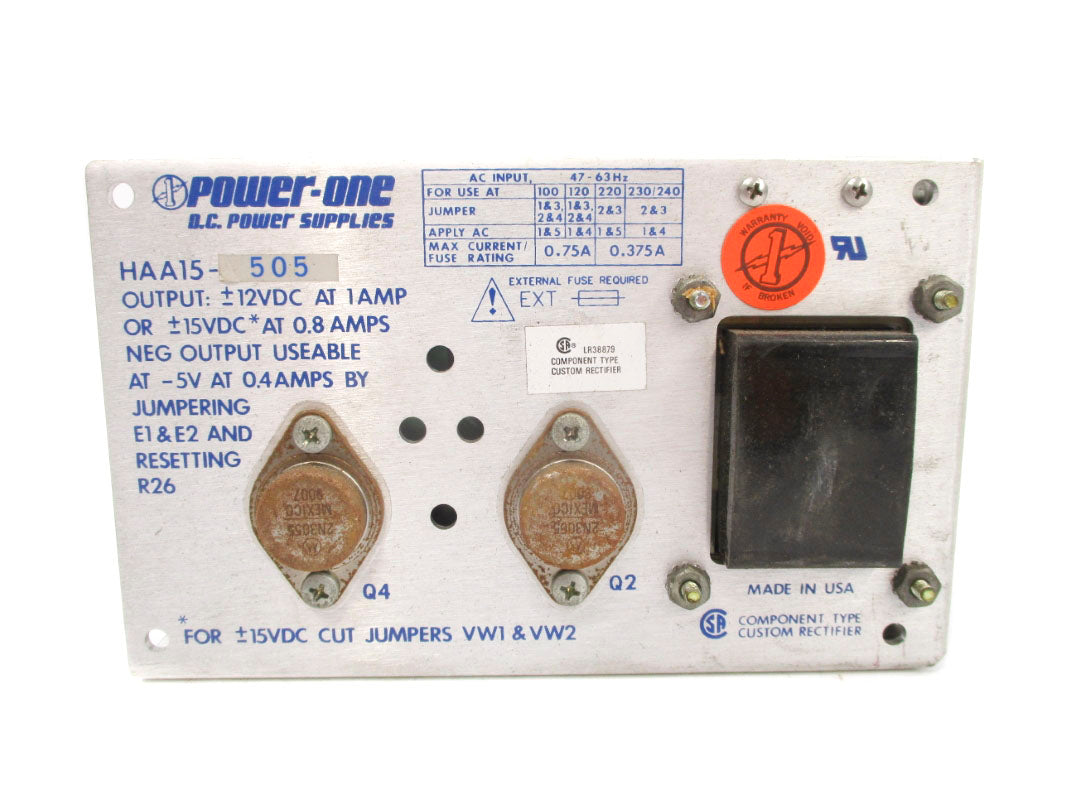 POWER-ONE HAA15-505 240V 0.75A UNMP