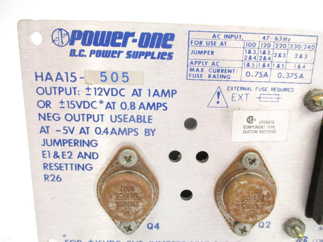 POWER-ONE HAA15-505 240V 0.75A UNMP