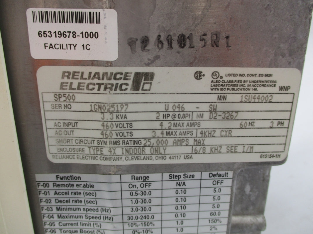 RELIANCE ELECTRIC 1SU44002 SP500 460V 4.2A REMAN