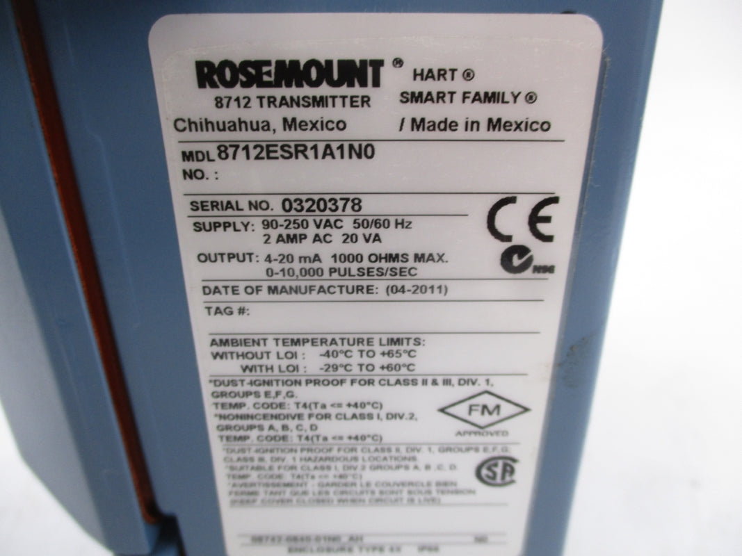 ROSEMOUNT 8712ESR1A1N0 250VAC 2A NSNP