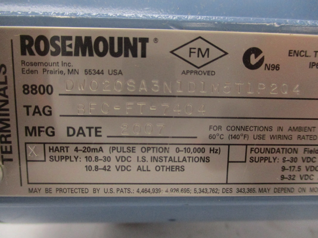 ROSEMOUNT 8800DW020SA3N1D1M5T1P2Q4 42VDC NSMP