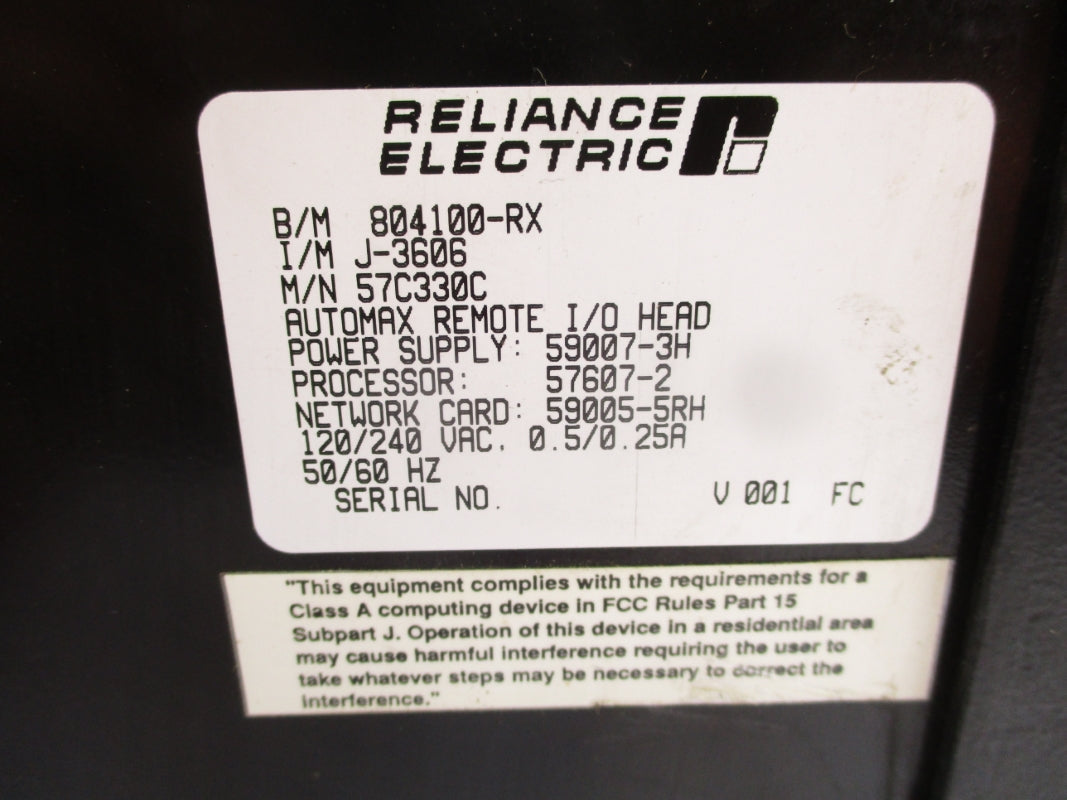 RELIANCE ELECTRIC 57C330C 804100-RX 240VAC .25A UNMP