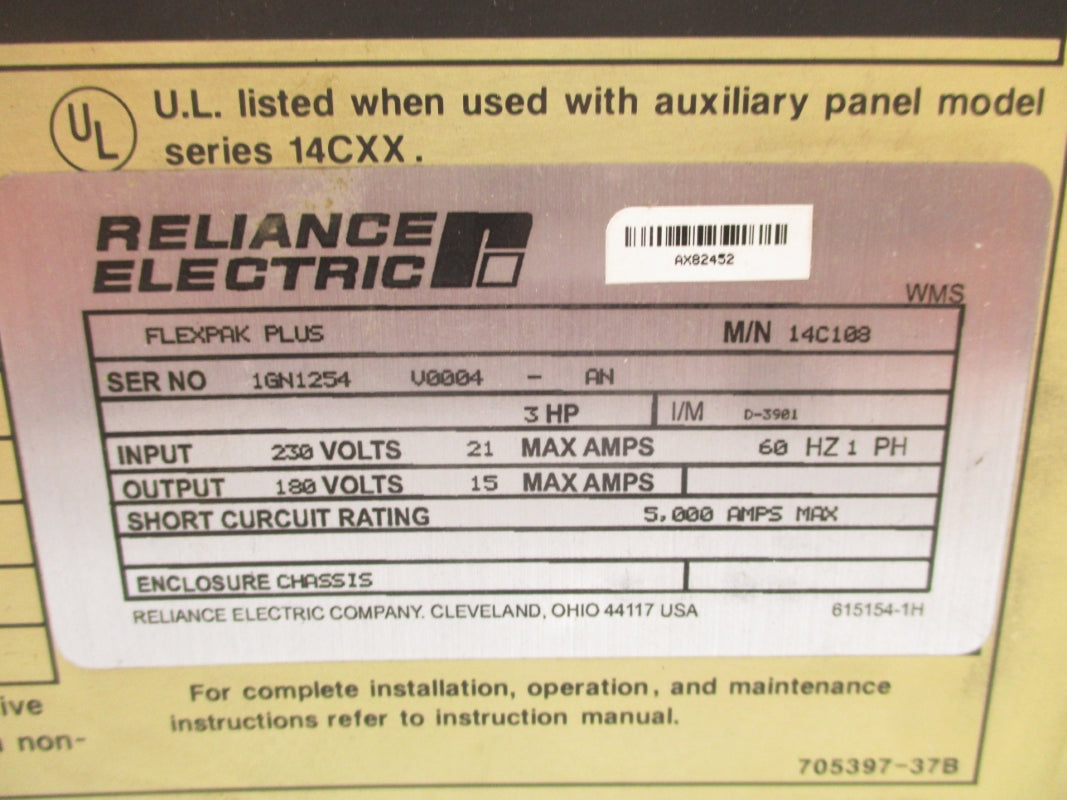 RELIANCE ELECTRIC 14C108 230VAC 21A UNMP
