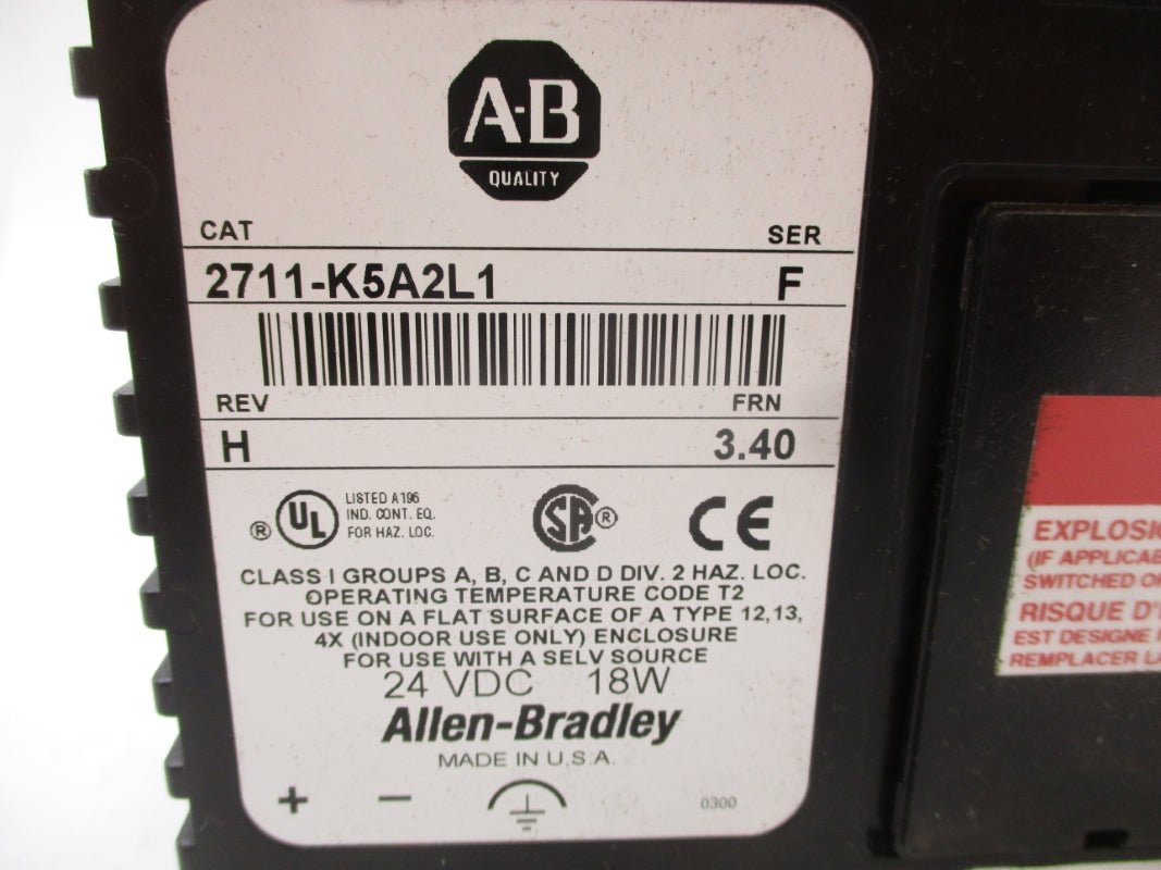 ALLEN BRADLEY 2711-K5A2L1 SER. F F/W 3.40 NSNP