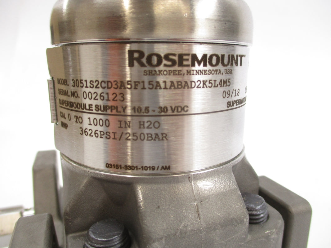 ROSEMOUNT 3051S2CD3A5F15A1ABAD2K5L4M5 10.5-30VDC 3626PSI NSMP