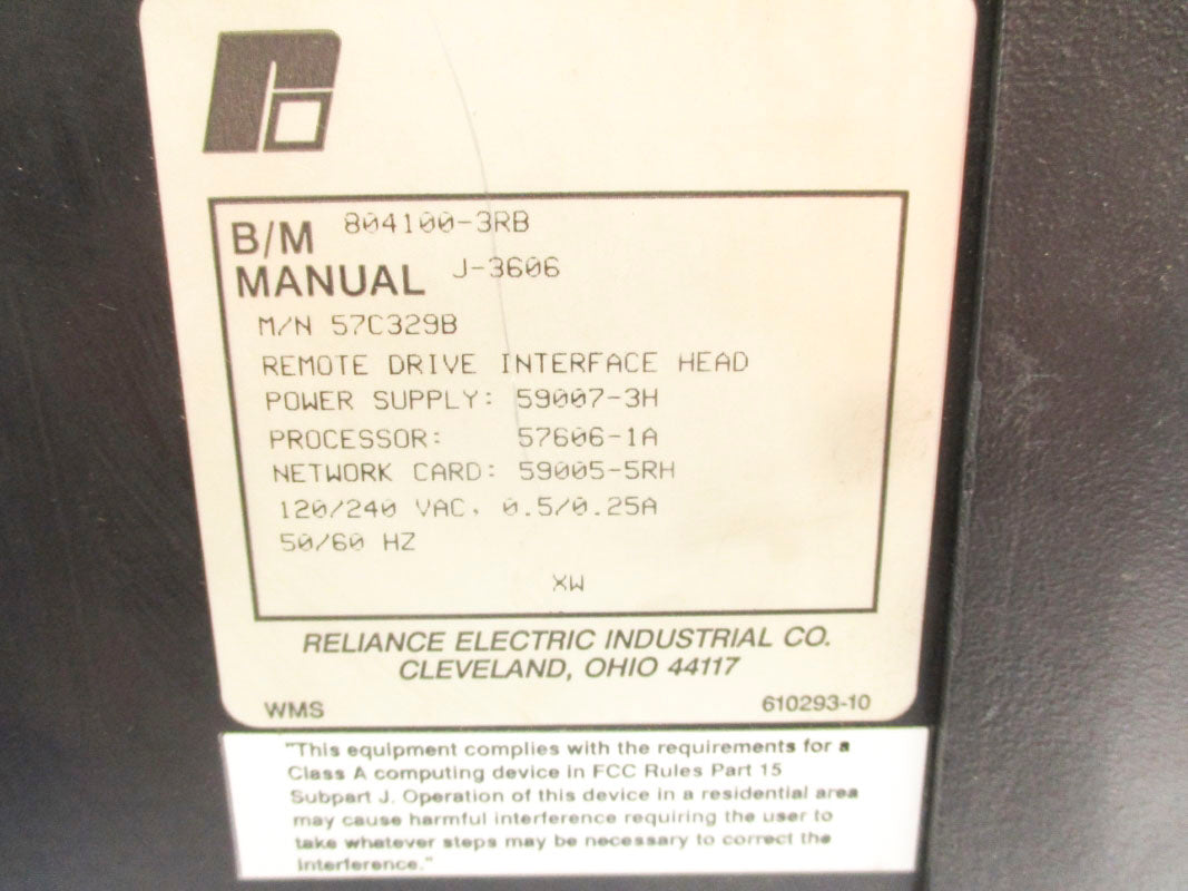 RELIANCE ELECTRIC 57C329B 804100-3RB 240VAC .25A UNMP