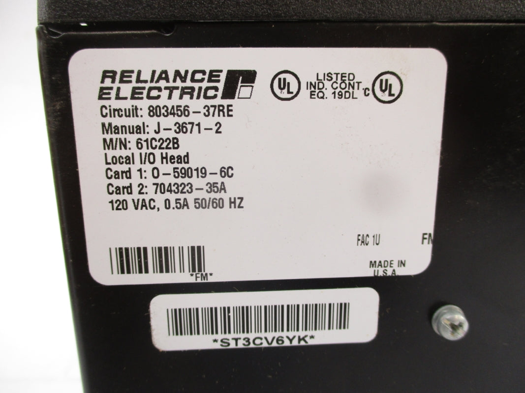 RELIANCE ELECTRIC 61C22B 803456-37RE 120VAC .5A REMAN