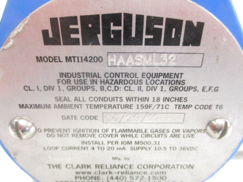 JERGUSON MTII4200HAASML32 10.5-36VDC 43FT 275PSI NSNP