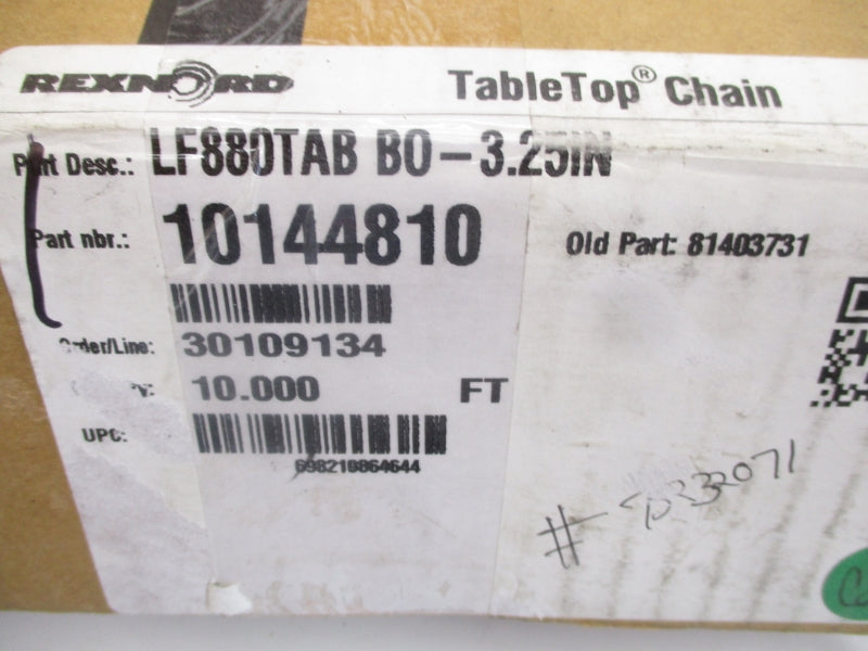 REXNORD LF880TABBO-3.25IN 10144810 10FT NSMP