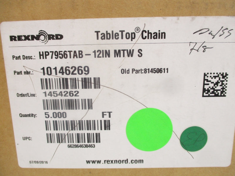 REXNORD HP7956TAB-12INMTWS 10146269 5FT NSMP