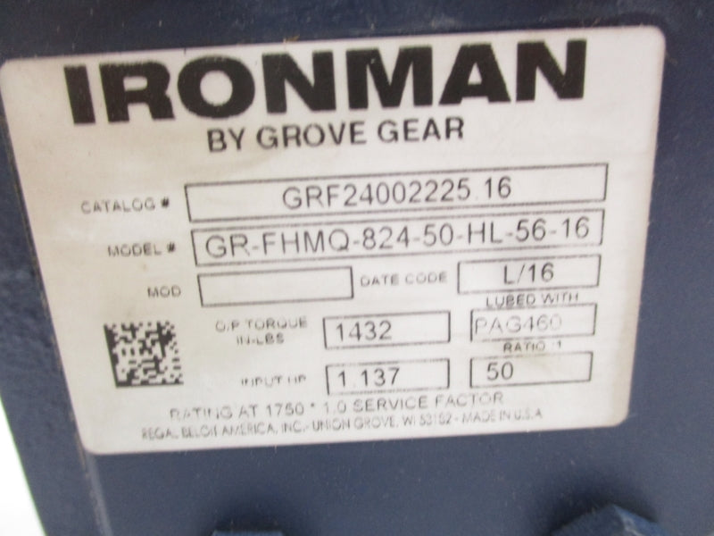 GROVE GEAR GR-FHMQ-824-50-HL-56-16 GRF24002225.16 50:1 NSMP