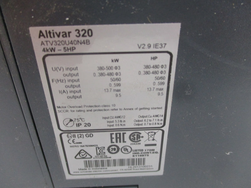SCHNEIDER ELECTRIC ATV320U40N4B 500V 13.7A NSNP