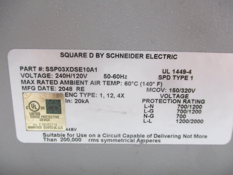 SQUARE D SSP03XDSE10A1 240H/120V NSNP