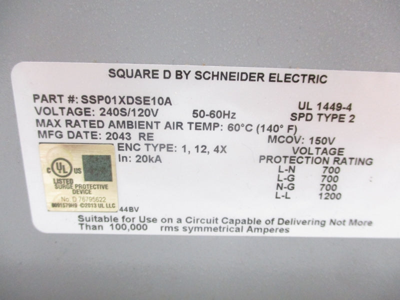 SQUARE D SSP01XDSE10A 120V NSNP
