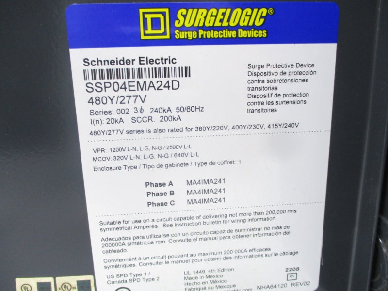 SQUARE D SSP04EMA24D SER. 002 480Y/277V NSNP