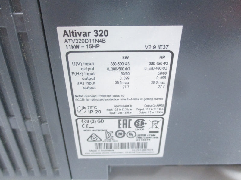 SCHNEIDER ELECTRIC ATV320D11N4B 380-500V 36.6A NSNP