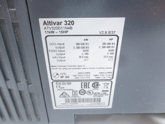 SCHNEIDER ELECTRIC ATV320D11N4B 380-500V 36.6A NSNP
