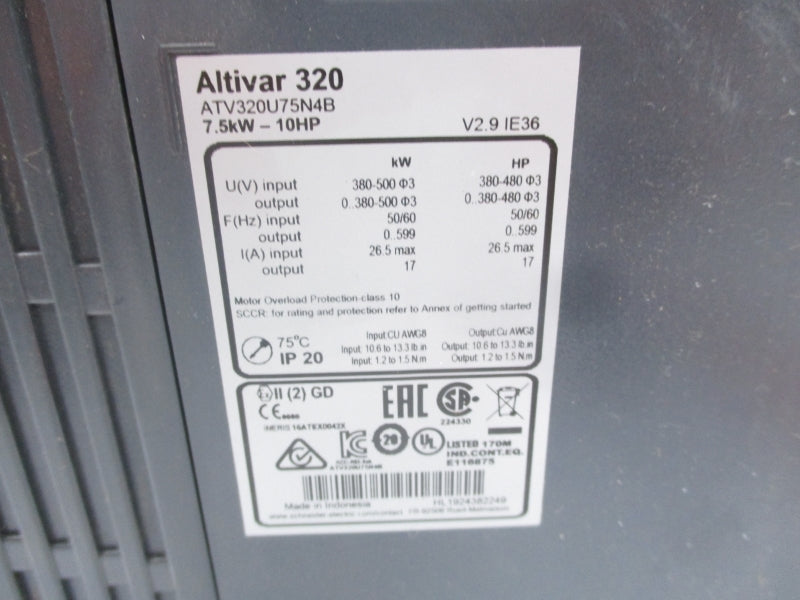 SCHNEIDER ELECTRIC ATV320U75N4B 380-500V 26.5A NSNP