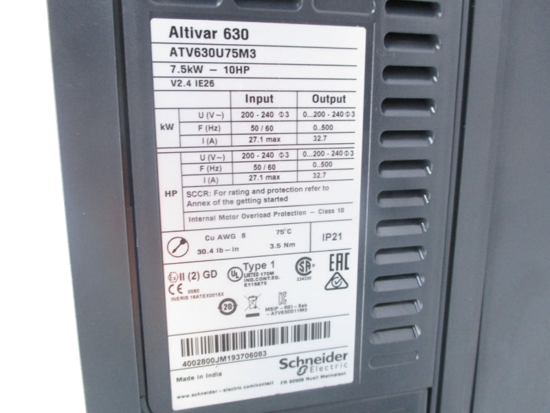 SCHNEIDER ELECTRIC ATV630U75M3 200-240V 27.1A NSNP