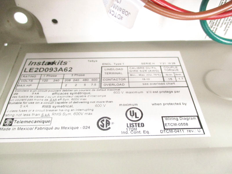 SCHNEIDER ELECTRIC LE2D093A62 SER. H 600V NSNP