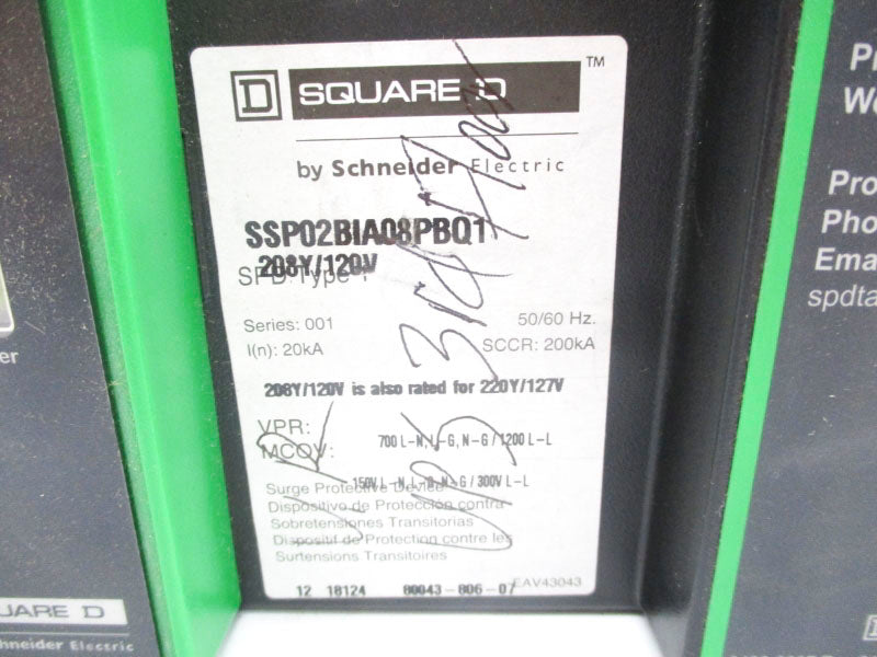 SQUARE D SSP02BIA08PBQ1 SER. 001 120V UNMP