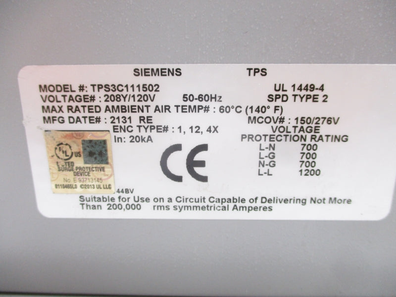 SIEMENS TPS3C111502 208Y/120V NSNP