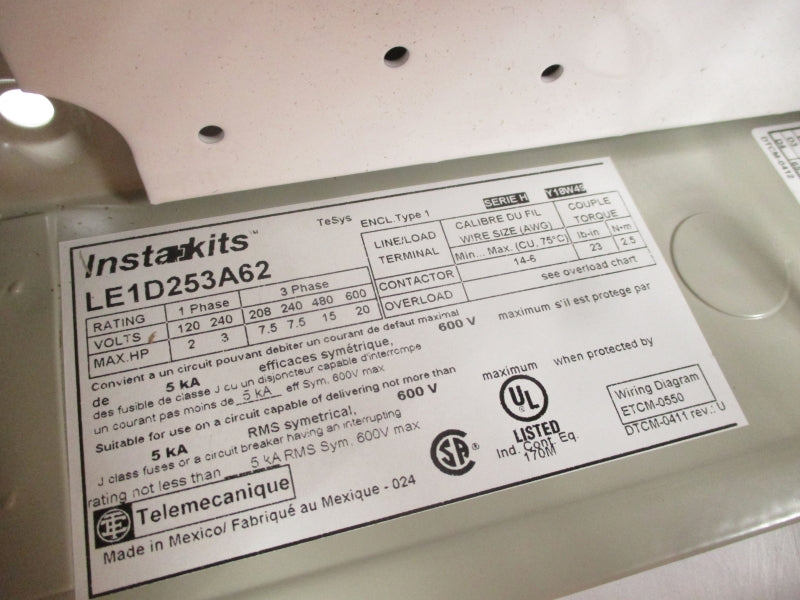 SCHNEIDER ELECTRIC LE1D253A62 SER. H 240V NSNP