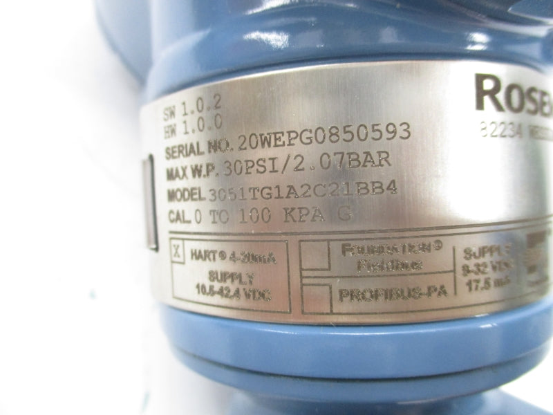 ROSEMOUNT 3051TG1A2C21BB4 10.5-42.4VDC 30PSI NSNP
