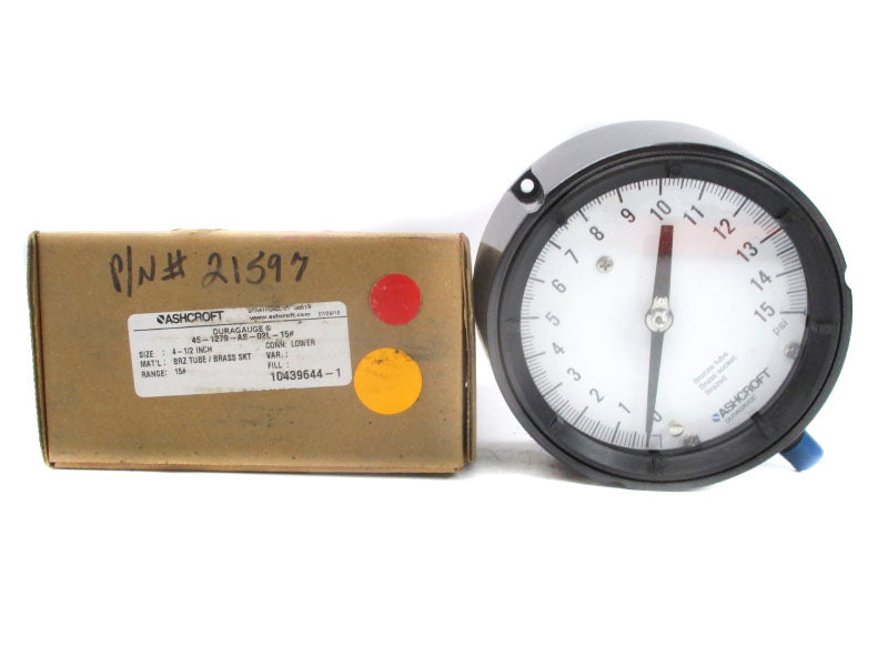 ASHCROFT 45-1279-AS-02L-15# 0-15PSI 4-1/2" NSMP