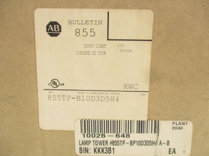 ALLEN BRADLEY 855TP-B10D3D5H4 120V (BR/WH) NSMP