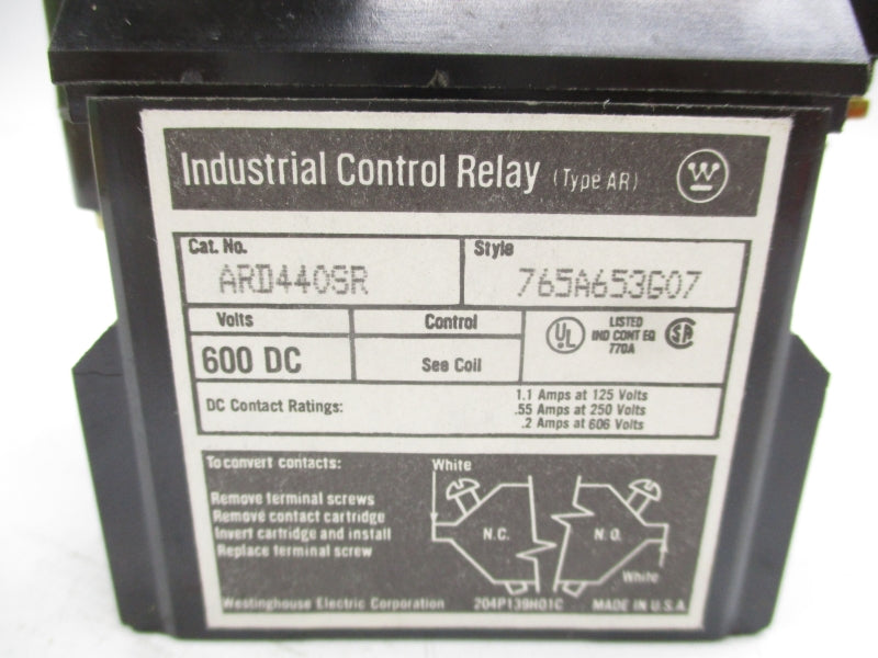 WESTINGHOUSE ARD440SR 765A653G07 120VDC 1.1A NSMP
